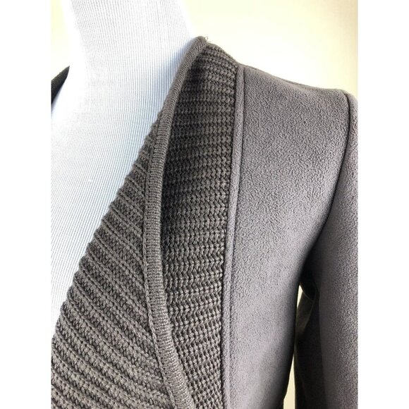 Susan Bristol Brown Open Cardigan Size Medium Fleece and Knit Cozy Layer NWT - Picture 3 of 7